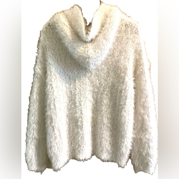 POL Fuzzy Hooded Sweater, size M, Button Front Pullover - Picture 9 of 10